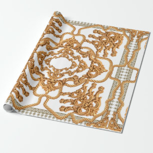 Golden Baroque Ornament. Gold cartouche, gold scar Wrapping Paper