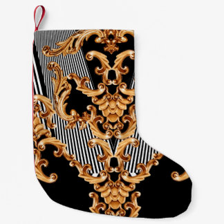 Golden baroque ornament small christmas stocking