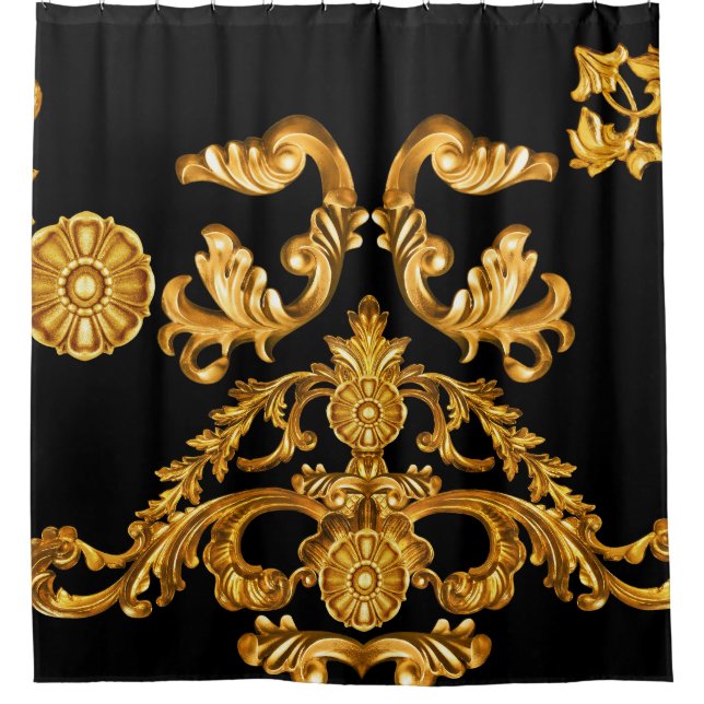 Golden Baroque, Ornamental Elements. Shower Curtain (Front)