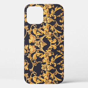 Golden Baroque, Scroll Leaves Pattern. iPhone 12 Case