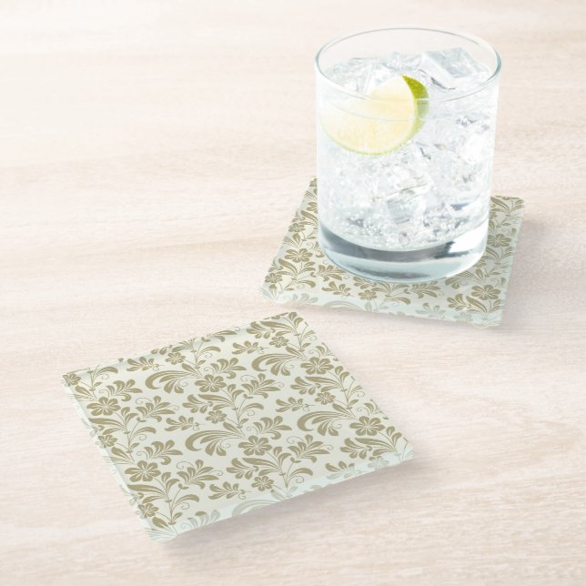 Golden Baroque Style Floral Coaster (Angled)