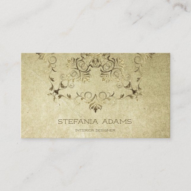 Golden Baroque. Text. Business Card (Front)