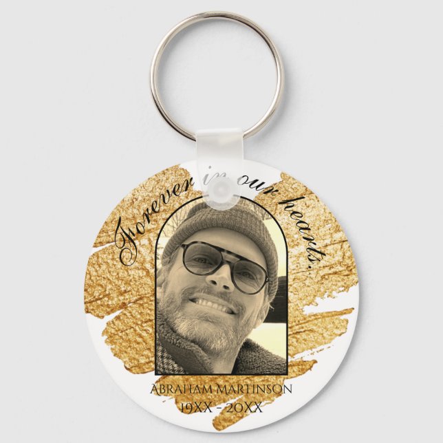 Golden Basic In Loving Memory Keepsake Keychain (Front)