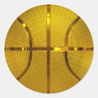Golden Basketball Classic Round Sticker