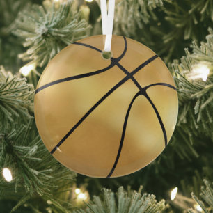 Golden Basketball Glass Tree Decoration