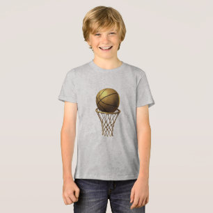 Golden Basketball & Hoop Design Tri-Blend Shirt