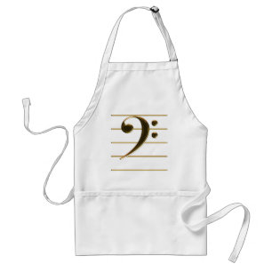 Golden Bass Clef Music Note Standard Apron