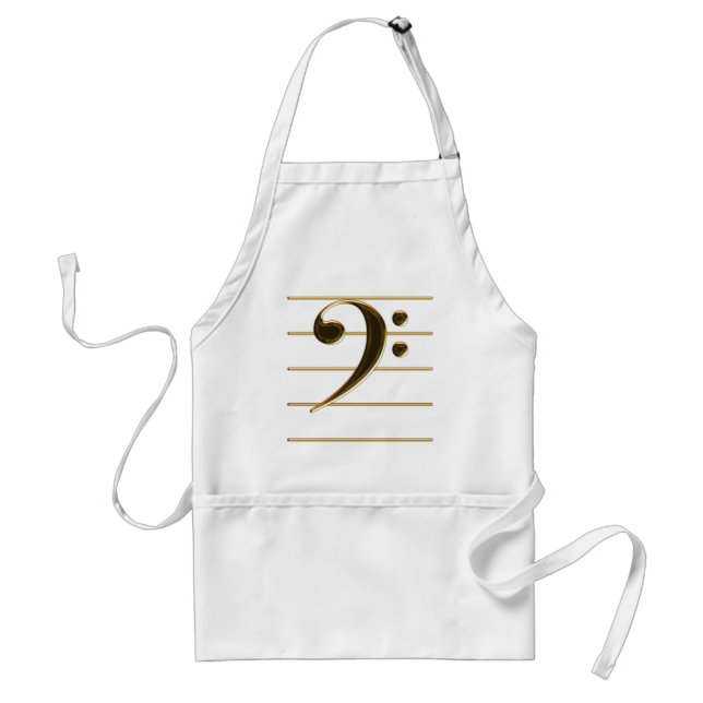 Golden Bass Clef Music Note Standard Apron (Front)