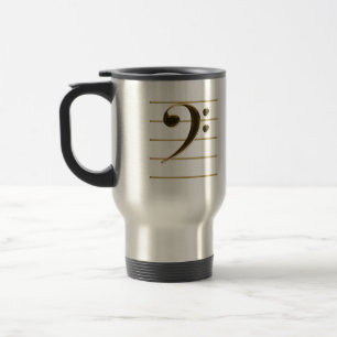 Golden Bass Clef Music Note Travel Mug