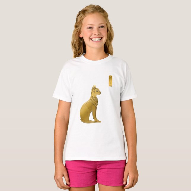 Golden Bastet - Egyptian Cat Goddess of Protection T-Shirt (Front Full)