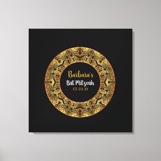 GOLDEN Bat Mitzvah Sign-In Board Canvas Print (Front)
