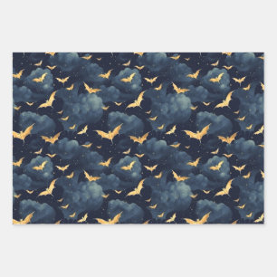 Golden bats wrapping paper sheet
