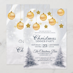Golden Baubles Christmas Corporate Holiday Party Invitation