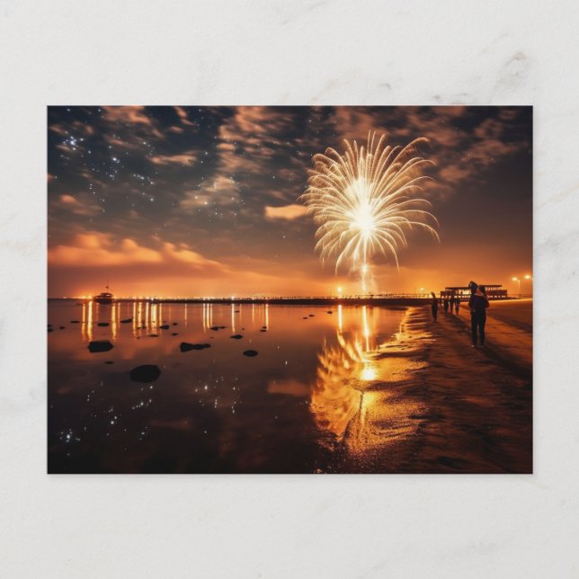 Golden Beach Fireworks Postcard (Front)