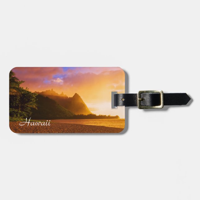 Golden beach sunset, Hawaii Luggage Tag (Front Horizontal)