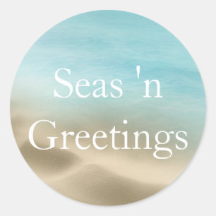 Golden Beach Tropical  Merry Christmas Sticker