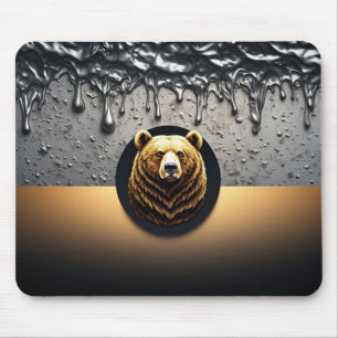 Golden Bear Head With Dripping Metal 🐻 Mouse Mat