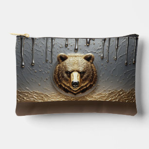 Golden Bear Relief With Metal Drip Effect 🐻 Accessory Pouch