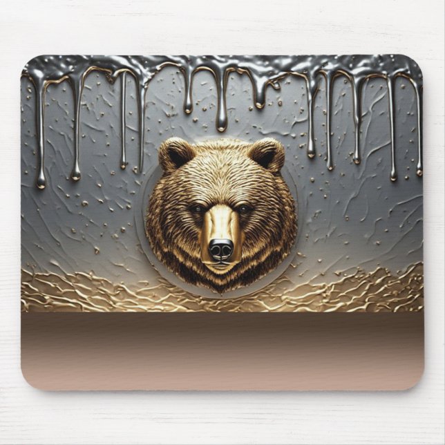 Golden Bear Relief With Metal Drip Effect 🐻 Mouse Mat (Front)