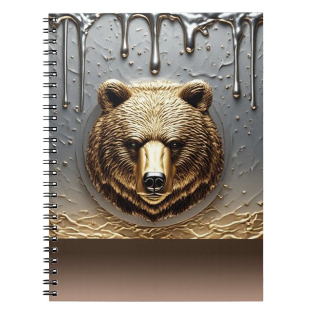 Golden Bear Relief With Metal Drip Effect 🐻 Notebook (Front)