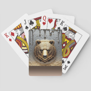 Golden Bear Relief With Metal Drip Effect 🐻 Playing Cards