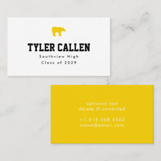 Golden Bear Varsity Graduation Name Business Card