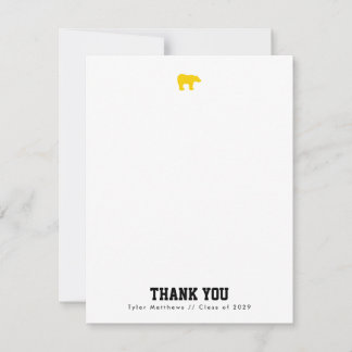 Golden Bear Varsity Thank You with Yellow Backer Invitation