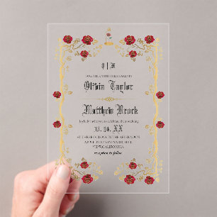 Golden Beast & the Beauty Fairytale Wedding  Acrylic Invitations