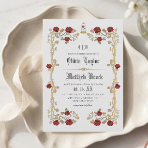 Golden Beast & the Beauty Fairytale Wedding Invitation