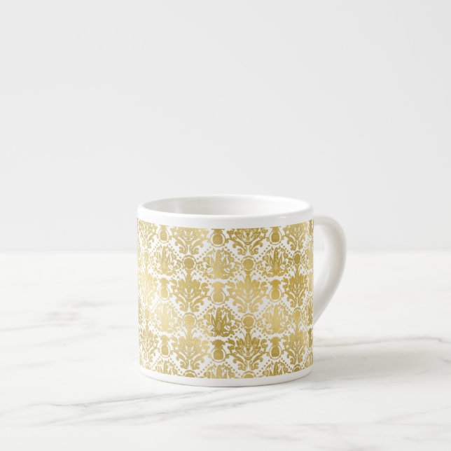 Golden beautiful baroque stylish elegant pattern espresso cup (Front Right)
