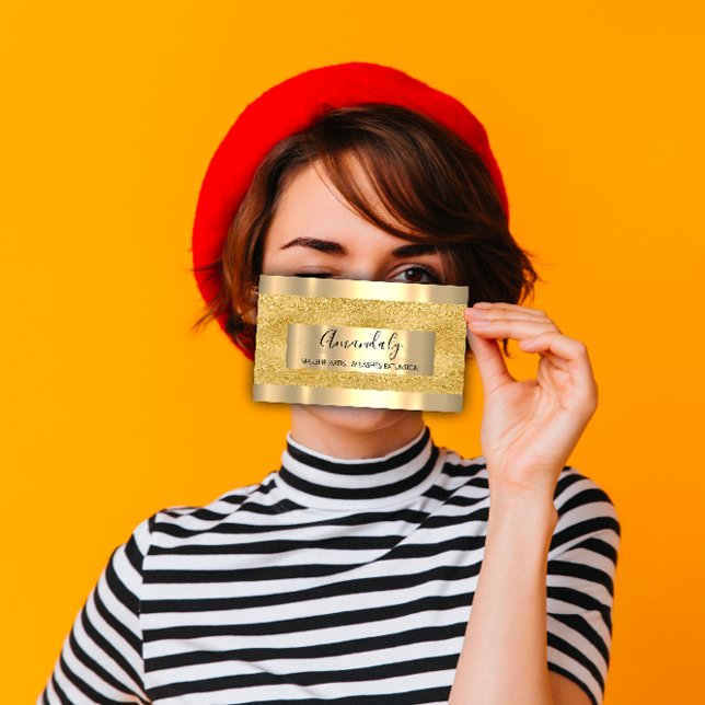 Golden Beauty Shop Makeup Artist Business Card (Golden Beauty Shop Makeup Artist Business Card )