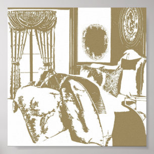 Golden Bedroom Sketch Poster