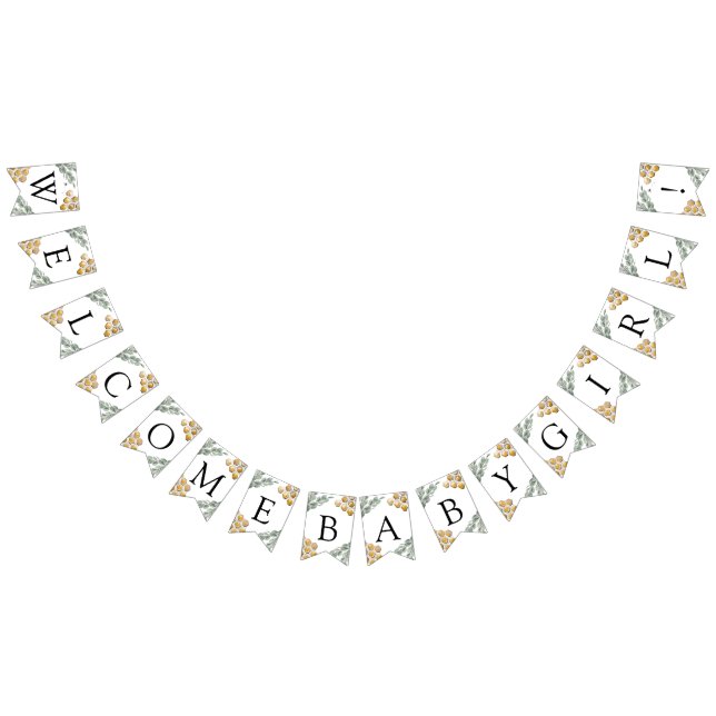 Golden Bee and Eucalyptus Custom Text Bunting (All)