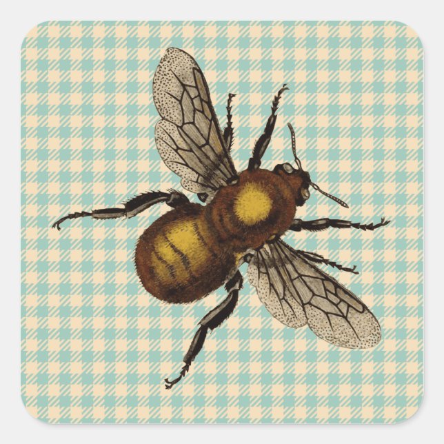 Golden Bee Art Square Sticker (Front)