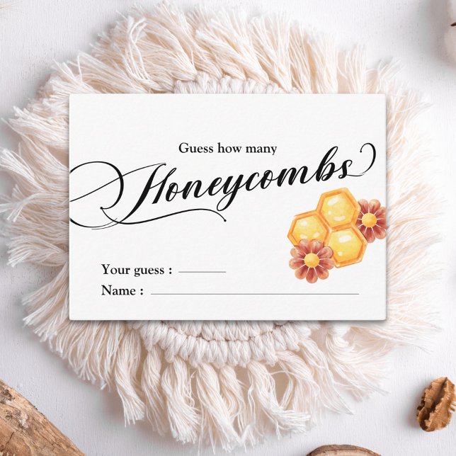Golden Bee Baby Shower guess How Many Honeycombs Enclosure Card (Creator Uploaded)