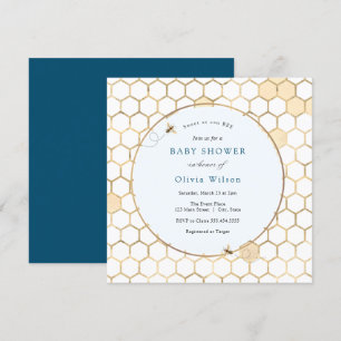Golden Bee Boy Baby Shower Invitation