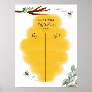Golden Bee & Eucalyptus Gender Reveal Voting Poster