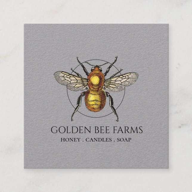 Golden Bee Farms Honey Products Kraft Square Business Card (Front)