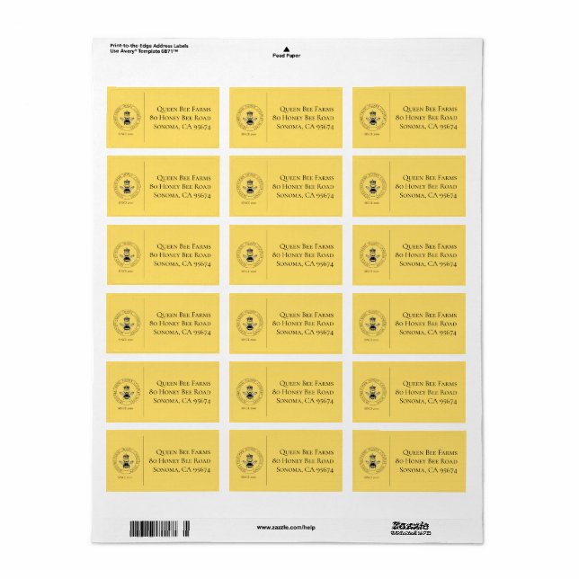 Golden Bee Farms Honey Products Label (Full Sheet)