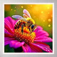 Golden Bee Flower Magic Light Design