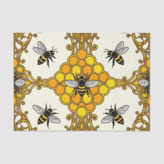 Golden Bee Honeycomb Pattern Tissue Paper
