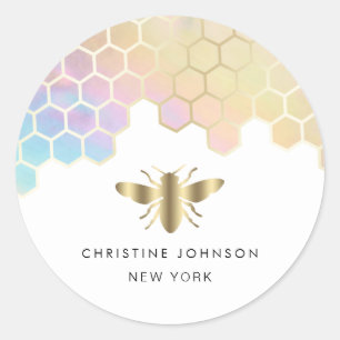 golden bee logo classic round sticker