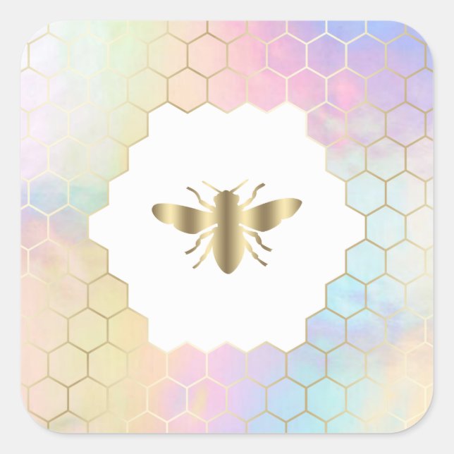 golden bee logo square sticker (Front)