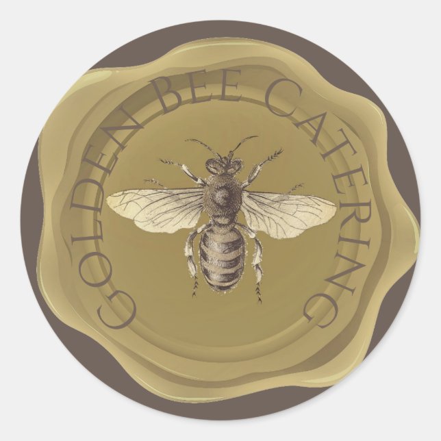Golden Bee on Brown Personalised Wax Seal  (Front)