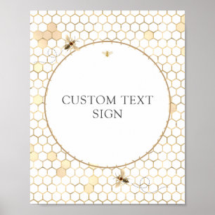 Golden Bee Shower Custom Text Sign 