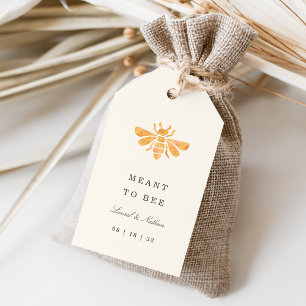 Golden Bee Watercolor "Meant to Bee" Wedding Favou Gift Tags