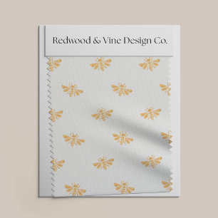 Golden Bee Watercolor Pattern Fabric
