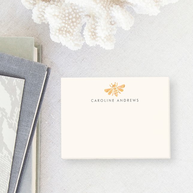 Golden Bee Watercolor Personalised Post-it Notes (Creator Uploaded)