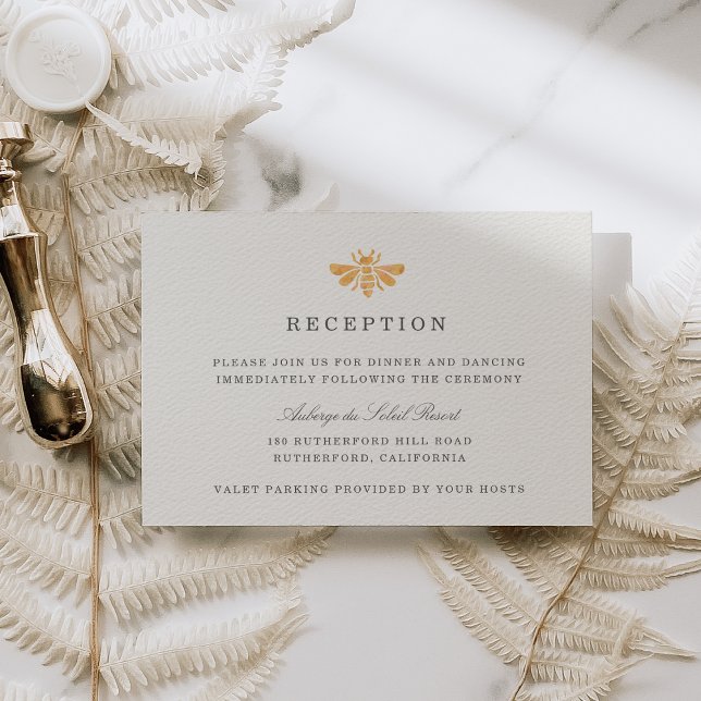 Golden Bee Watercolor Wedding Reception Enclosure Card (Creator Uploaded)