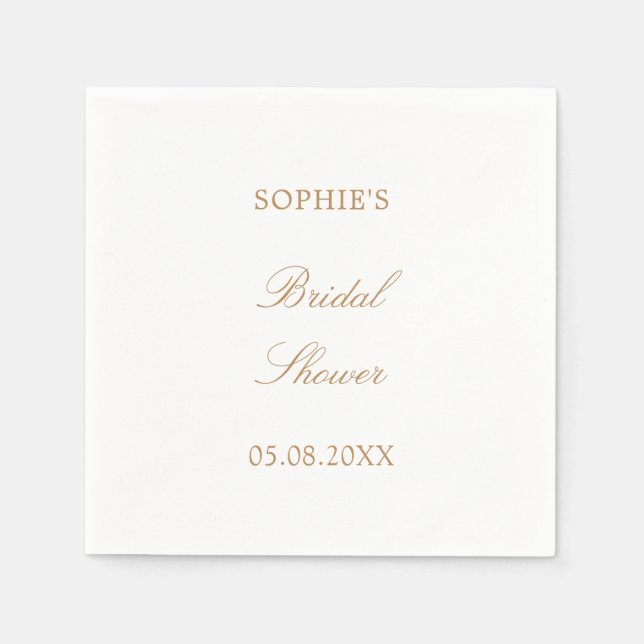 Golden Beige Script Bridal Shower Napkins (Front)